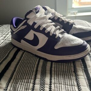 Nike White and Purple Dunk Sneakers